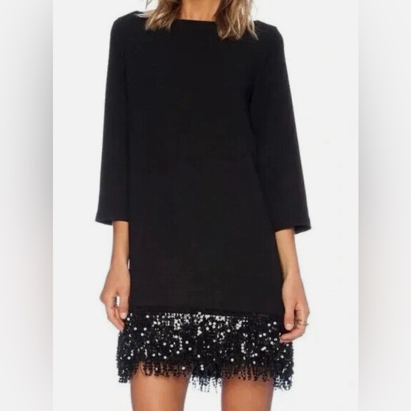 🚨Final Sale🚨!! NWT Kate Spade Black Sequin Fringe Dress - Picture 2 of 6